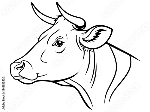 Cattle Face Clean Line Art