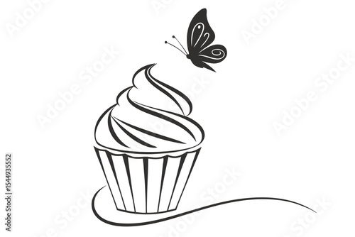 Cupcake and Butterfly Bakery Logo