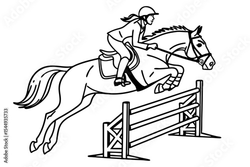 Equestrian Jump Scene with Horse