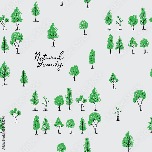 natural beauty hand drawn doodle vector