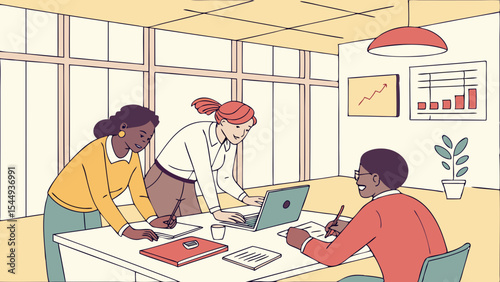 Collaborative Workspace Environment with a Team Working at the Table
