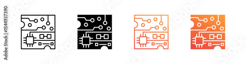 Circuit Board Multiple Style Icon Set Collection 