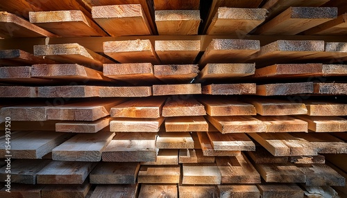 stacked wood planks in a lumberyard showcasing natural grain patterns and textures