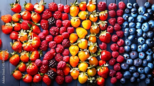 Fruit and berries, colorful background 