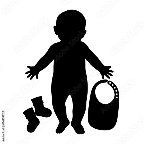 Baby silhouette with booties and bib, personalized baby gift idea
