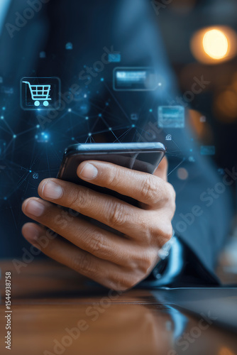 Digital online payment concept. Business people using mobile smart phone, online payment, banking, online shopping. Technology online banking applications via internet network. financial transaction