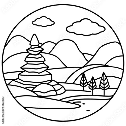 Calm Pebble Flow – Zen Vector