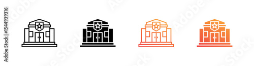 Police Station Multiple Style Icon Set Collection 