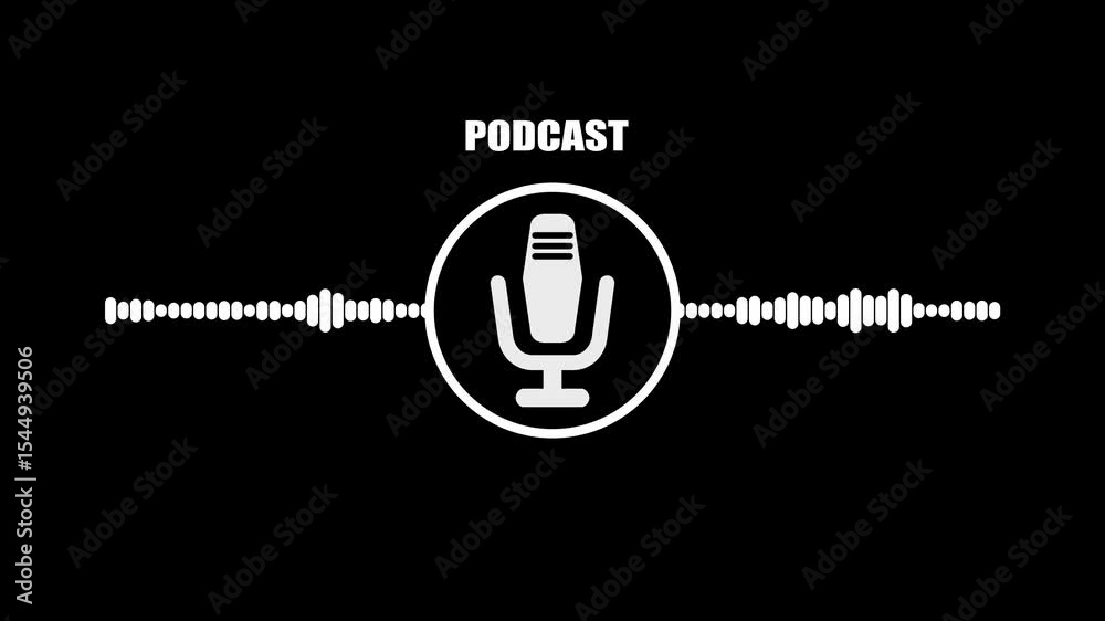 Minimalist Podcast Logo with Microphone and Soundwave Animated, Microphone Audio Signal Animation Minimalist Podcast Logo with Microphone and Soundwave Animated, Microphone Audio Signal Animation