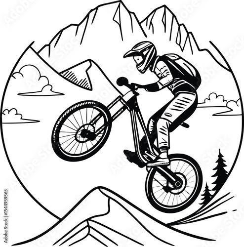 Mountain Biker Silhouette Design for Branding and Logos