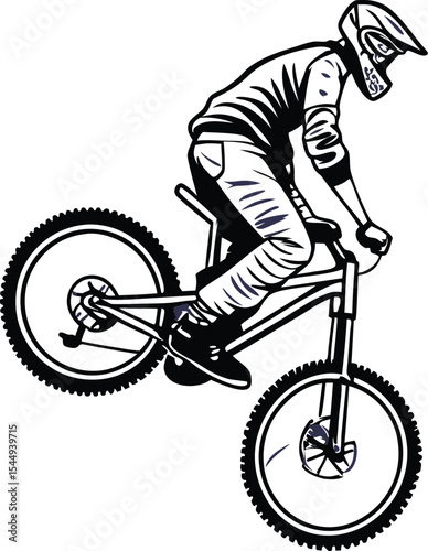 Extreme Sports Mountain Biker Design Logo Graphic for Branding and Apparel