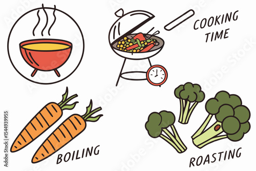 Cooking methods and ingredients illustration