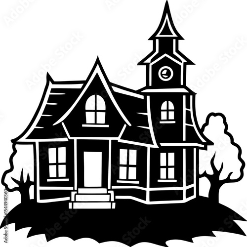 Faded Gothic House Vector