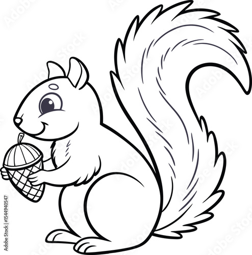 Adorable Squirrel Design Perfect for Logos Branding and Childrens Books featuring a cute bushy tail and acorn