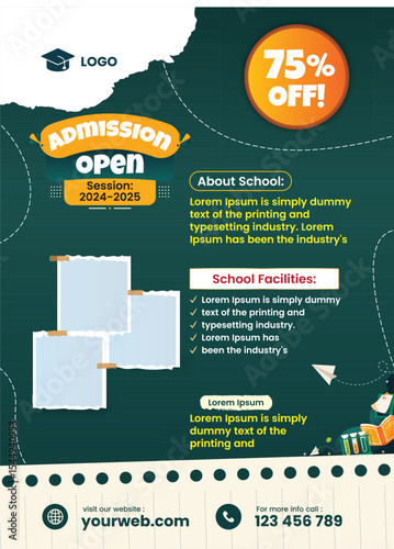 School admission flyer poster template design