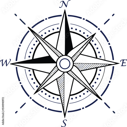 Elegant Compass Rose Design Perfect for Branding Navigation Logos and Nautical Themes