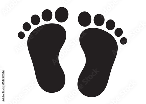 baby feet logo silhouette vector, baby foot logo icon vector silhouette, foot print vector illustration logo, silhouette of baby footprints icon vector silhouette design on white background