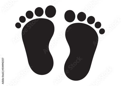 baby feet logo silhouette vector, baby foot logo icon vector silhouette, foot print vector illustration logo, silhouette of baby footprints icon vector silhouette design on white background