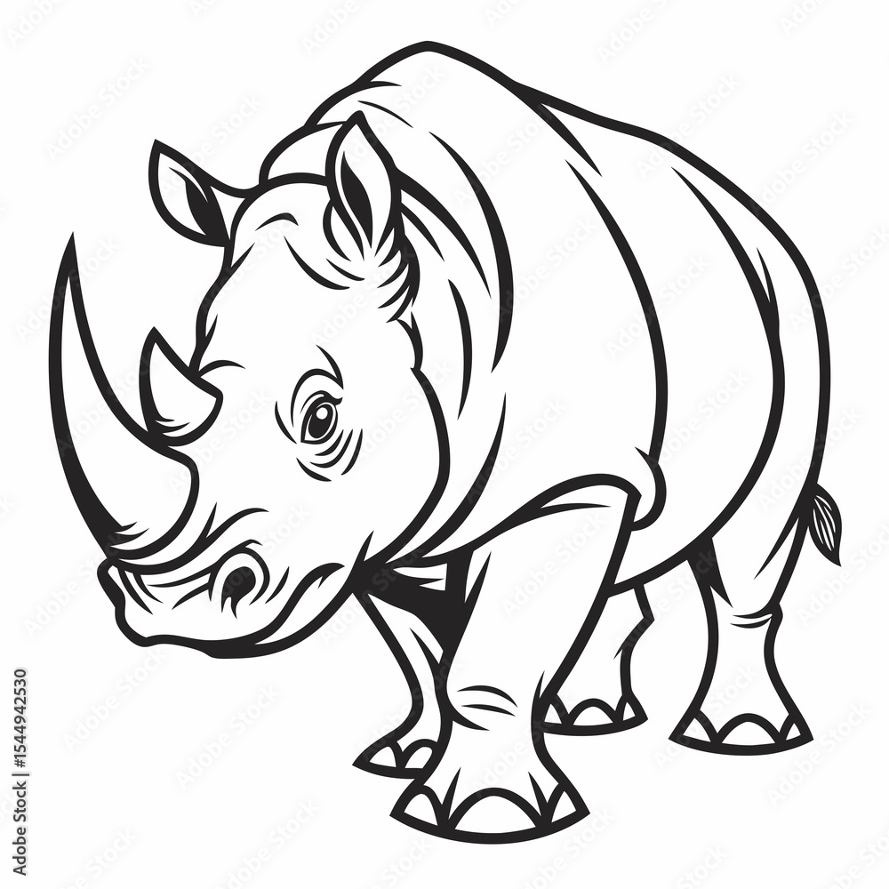 Fototapeta premium Rhino Face with Sharp Eyes Icon