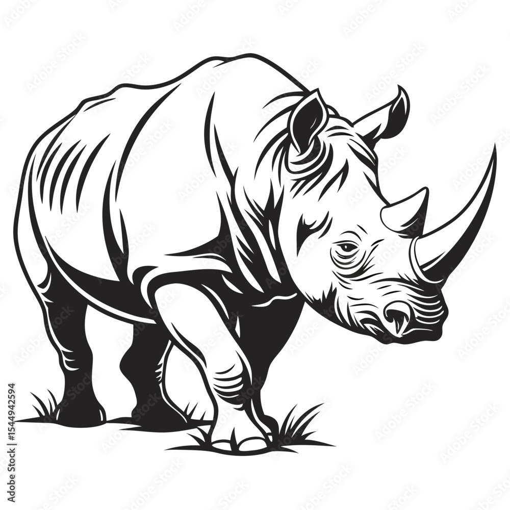Fototapeta premium Rhino Icon in Bold Silhouette