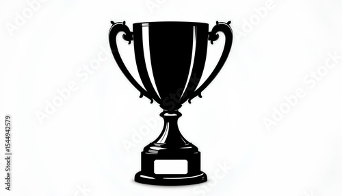 Trophy Cup Icon Black Silhouette Vector Illustration Isolated on Transparent Background – Award Champion Symbol