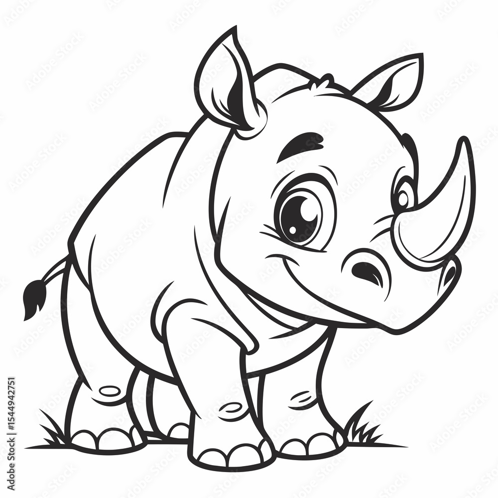 Fototapeta premium Cute Rhino Vector for Kids Icon