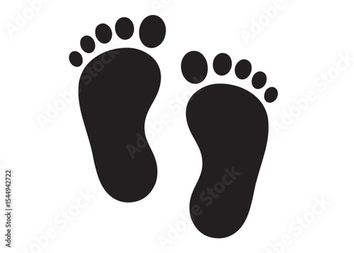 baby feet logo silhouette vector, baby foot logo icon vector silhouette, foot print vector illustration logo, silhouette of baby footprints icon vector silhouette design on white background