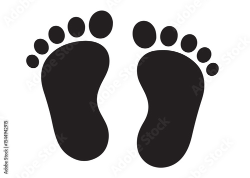 baby feet logo silhouette vector, baby foot logo icon vector silhouette, foot print vector illustration logo, silhouette of baby footprints icon vector silhouette design on white background