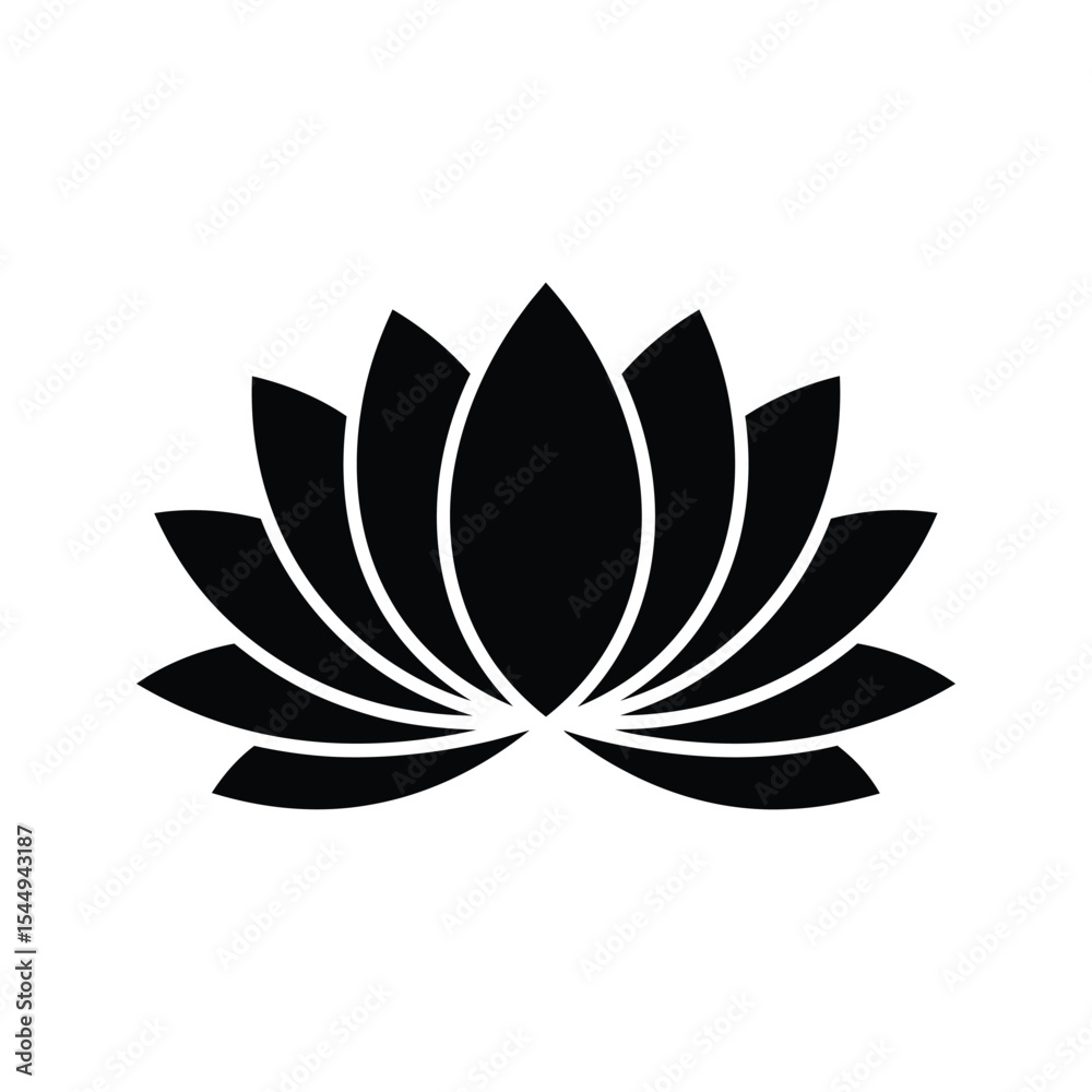 Black Lotus Flower Icon Simple Elegant Floral Design Vector Graphic Yoga Spa Meditation Symbol Black Lotus Flower Icon Simple Elegant Floral Design Vector Graphic Yoga Spa Meditation Symbol