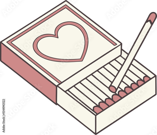 Romantic matchbox design with a heart a perfect logo for Valentine's Day branding or wedding stationery