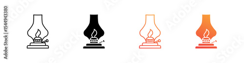 Oil Lamp Multiple Style Icon Set Collection 