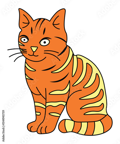 Orange Striped Cat Cartoon Vector