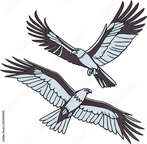 Two majestic eagles soaring gracefully a striking design perfect for logos branding and nature themed projects