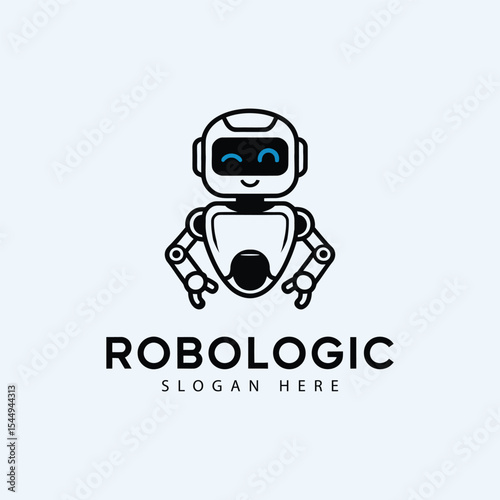 Cute robot logo, minimal robot logo, bot logo, unique