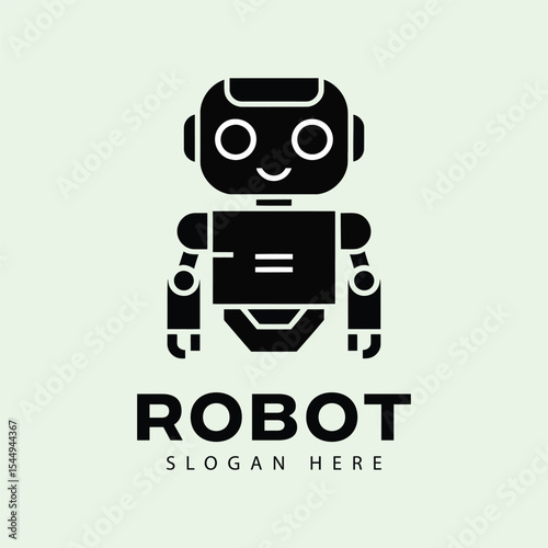 Robot logo, black robot, bot logo, unique