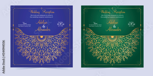 Luxury wedding invitation card template, Abstract background with antique, luxury red and gold vintage frame, victorian banner, damask floral wallpaper ornament, invitation card, Gradient wedding cele