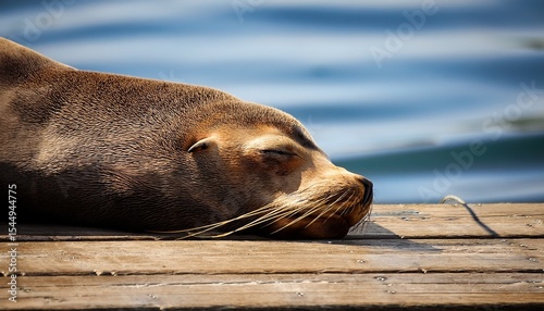 california sea lion sleeps on a dock
