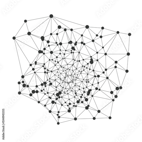 Modern abstract network mesh with connected dots and lines perfect for technology backgrounds, science presentations, or digital communication concepts isolated on white background vector illustration