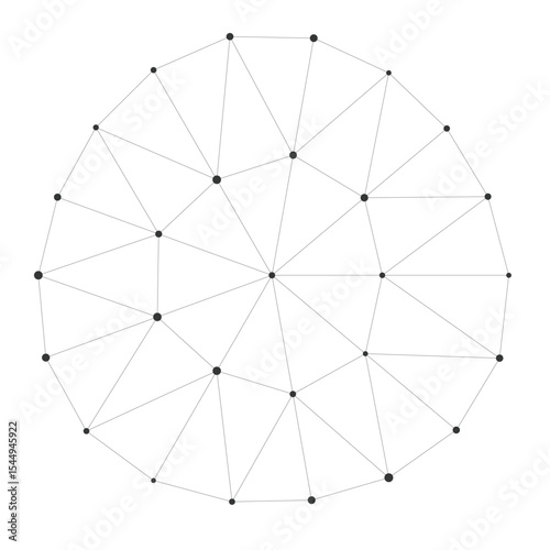 Abstract geometric circle formed by intersecting lines and larger black points ideal for science, technology, or network concepts on white background vector illustration