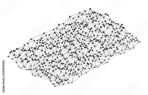 Abstract isometric low poly mesh platform with connected dots and lines ideal for technology, science, or data visualization concepts isolated on white background vector illustration