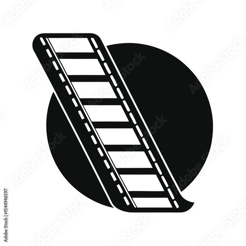 Film Strip Icon with Black Circle Background
