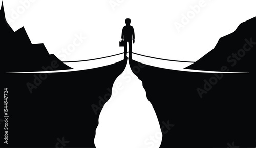 Silhouette vector illustration of a man fishing from a boat at sunset on the sea