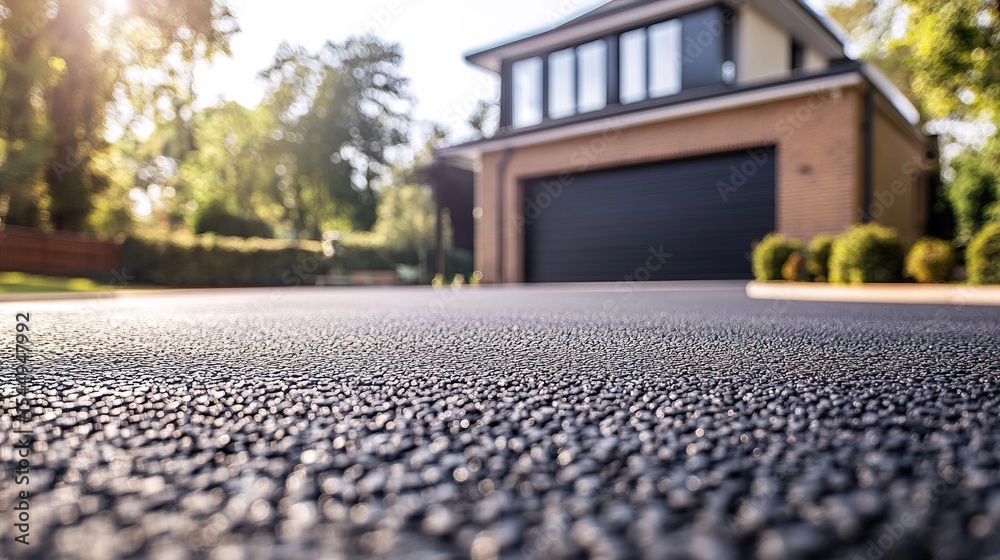 Fototapeta premium A luxury private road resurfacing service for elite residential areas, featuring premium materials