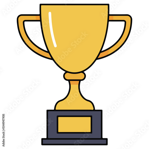 A shiny gold trophy cup on a stand. A classic symbol of victory, achievement, success, and winning. Perfect for sports competitions, business awards, and recognition concepts.