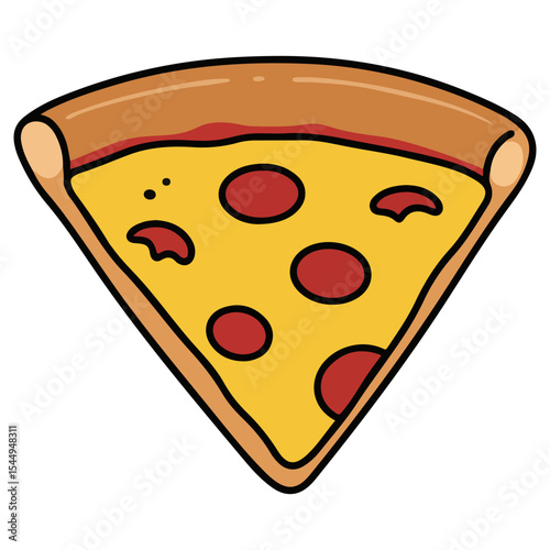 A slice of pepperoni pizza with melted cheese. A universally recognized fast-food icon. Ideal for pizzerias, food delivery apps, and party-themed designs.