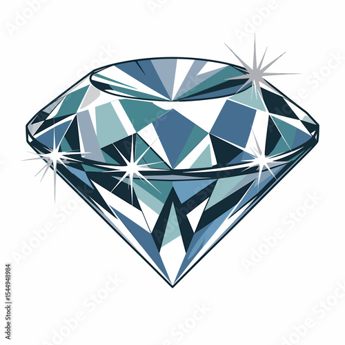 A Detailed Illustration of a Sparkling Diamond Gemstone