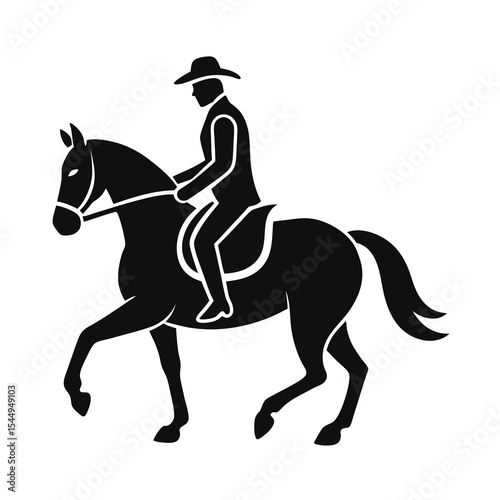 Cowboy riding horse silhouette vector illustration