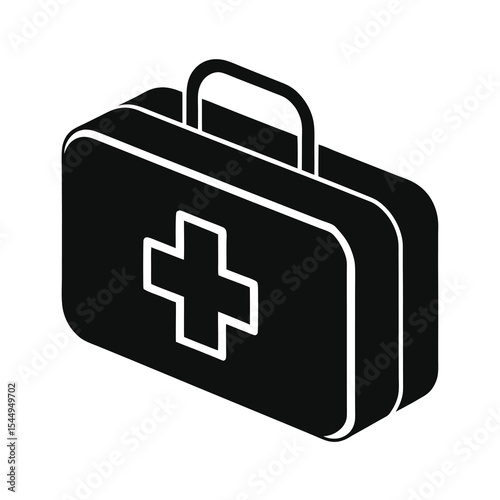 Black and White First Aid Kit Icon