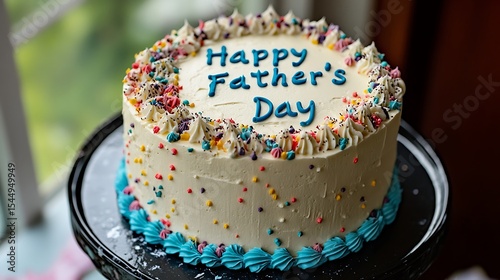 Colorful Happy Father's Day Cake with Decorative Icing