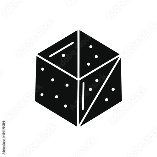Isometric Cube with Dots Black and White